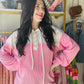 Two Tone Pink Henley Hoodie