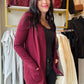 Burgundy Open Front Cardigan