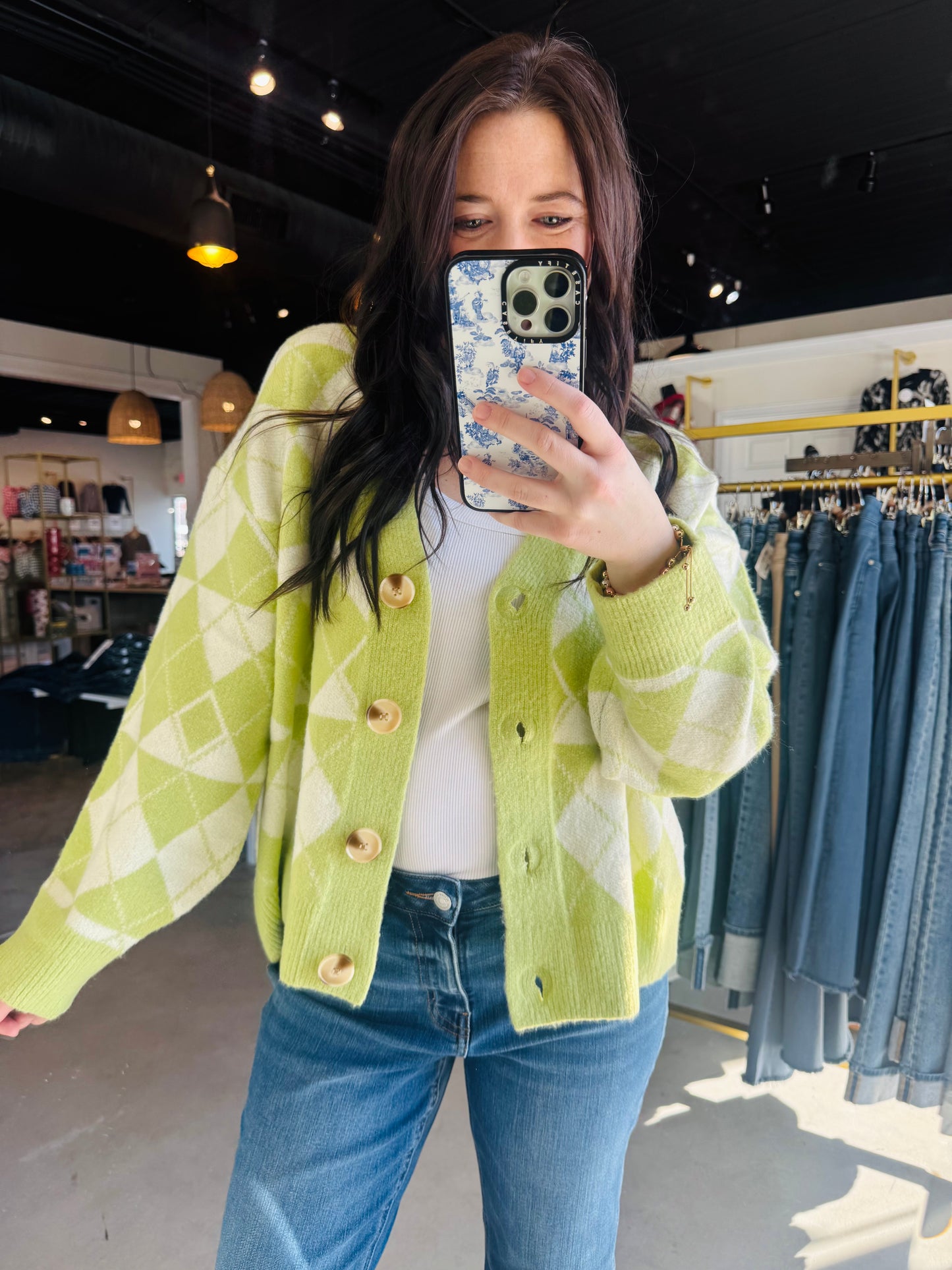 Pistachio Argyle Sweater