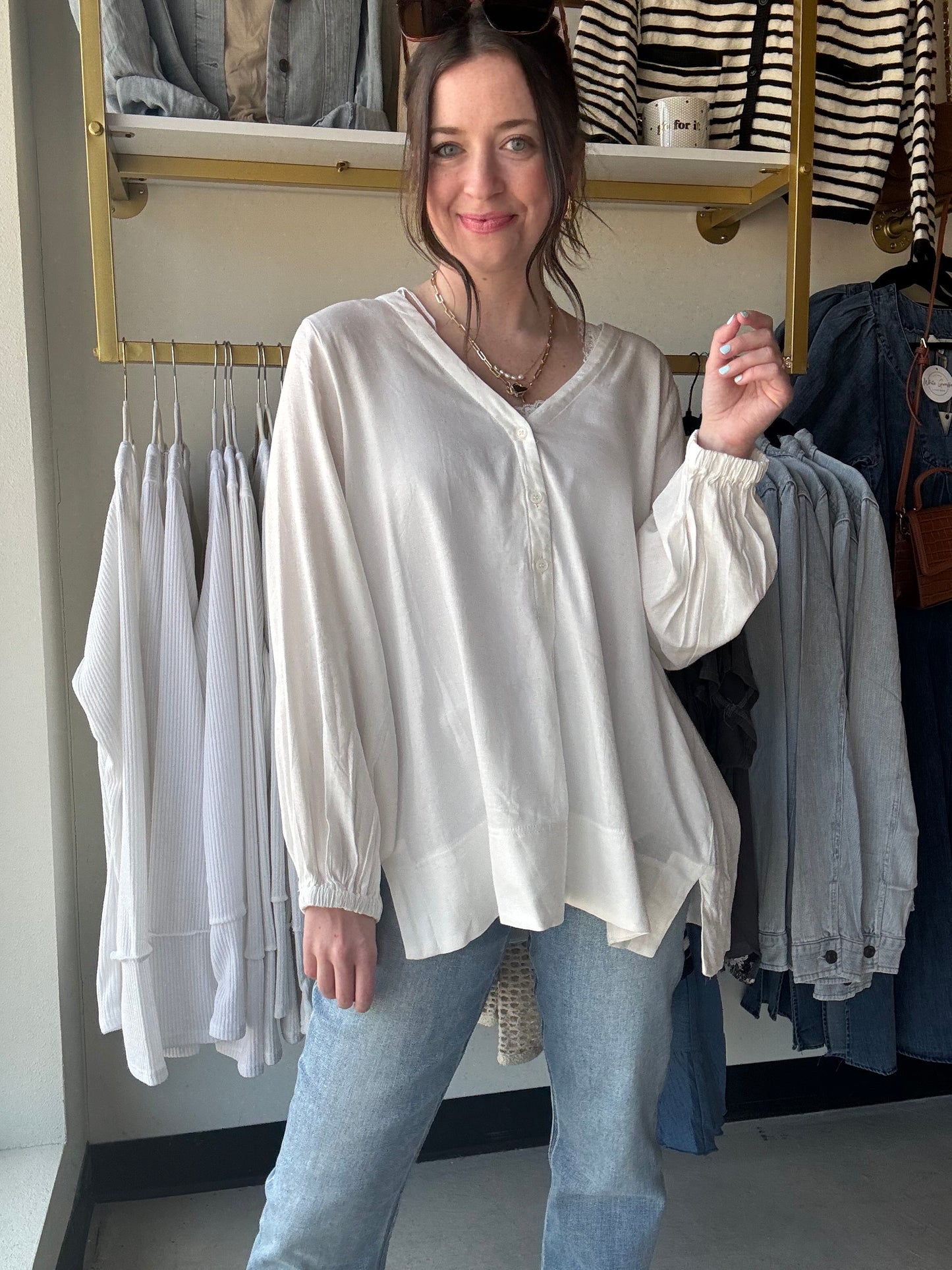 White V Neck Tunic