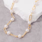 Station Pearl And Oval Chain Necklace