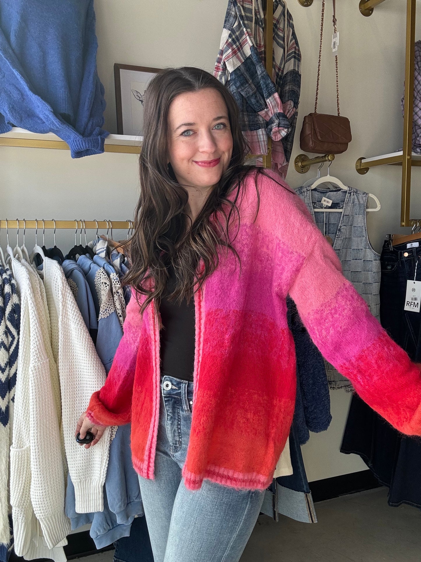 Pink Ombre Effect Cardigan