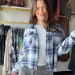 Blue Plaid Fringe Button Up