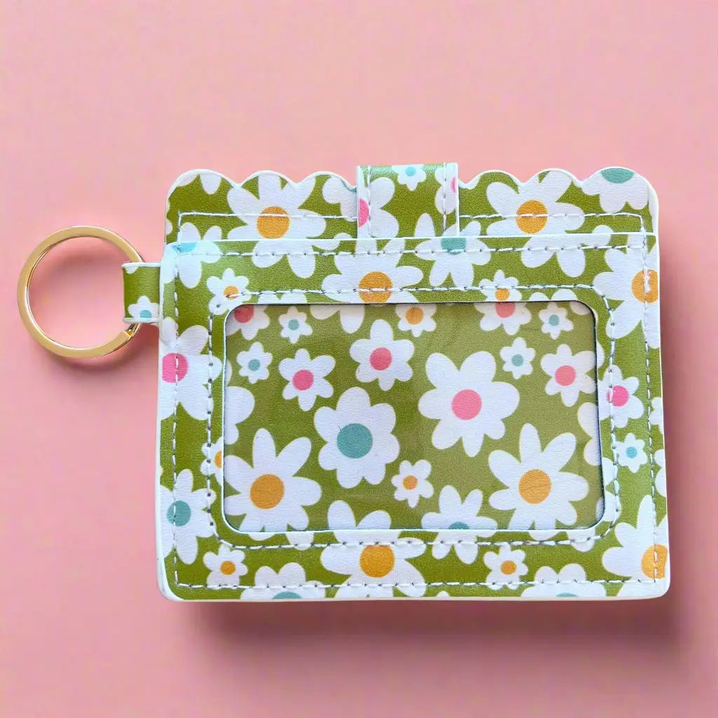 Keychain Wallet - Green Daisy