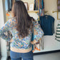 Blue Hacci Floral Printed Top