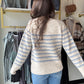 Oatmeal & Blue Pin-Tuck Sweater