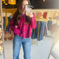 Plum Knit Waffle Shacket