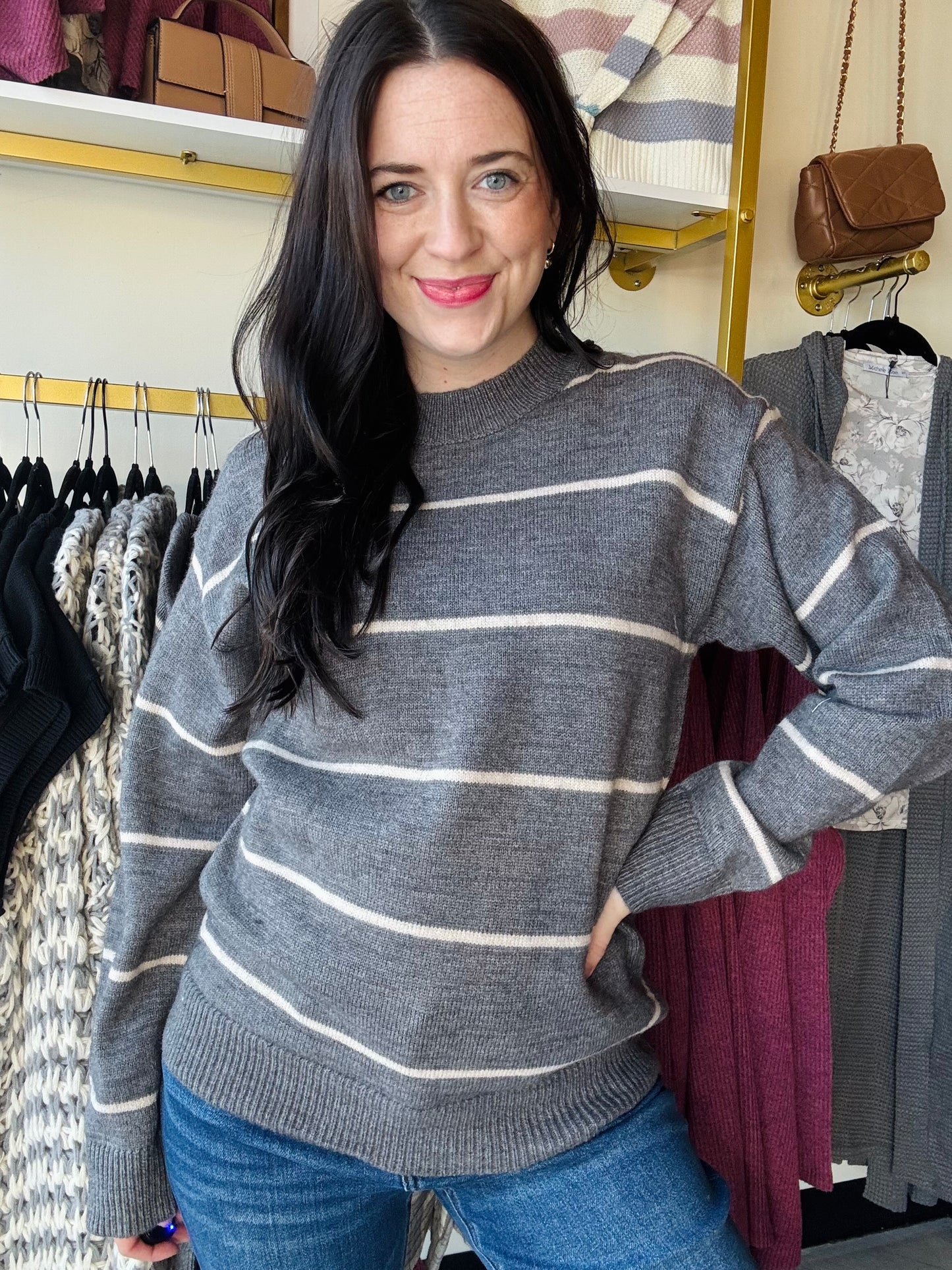 Pebble Stripe Crewneck Sweater