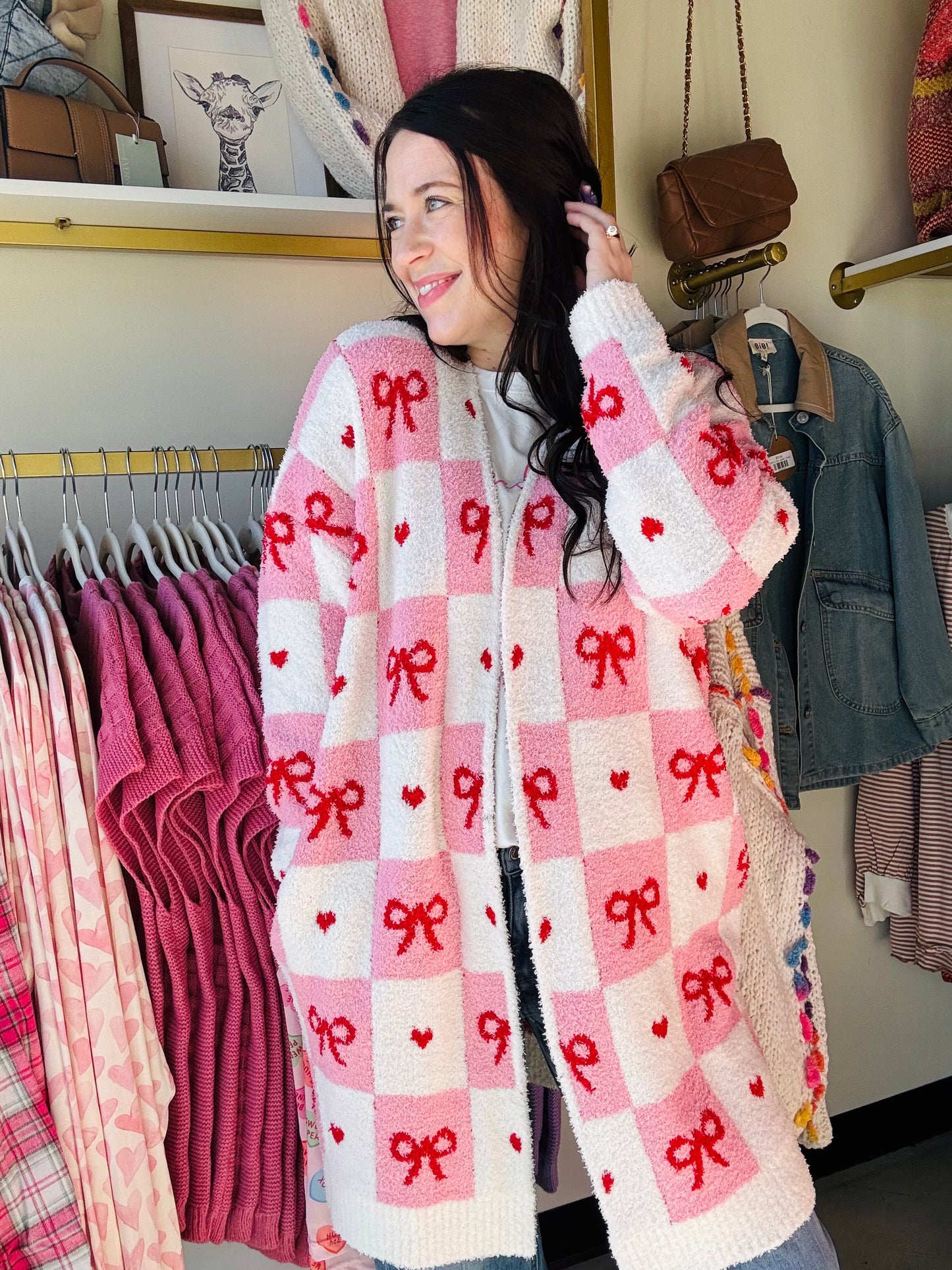 Checkered Bows Cloud Cardigan