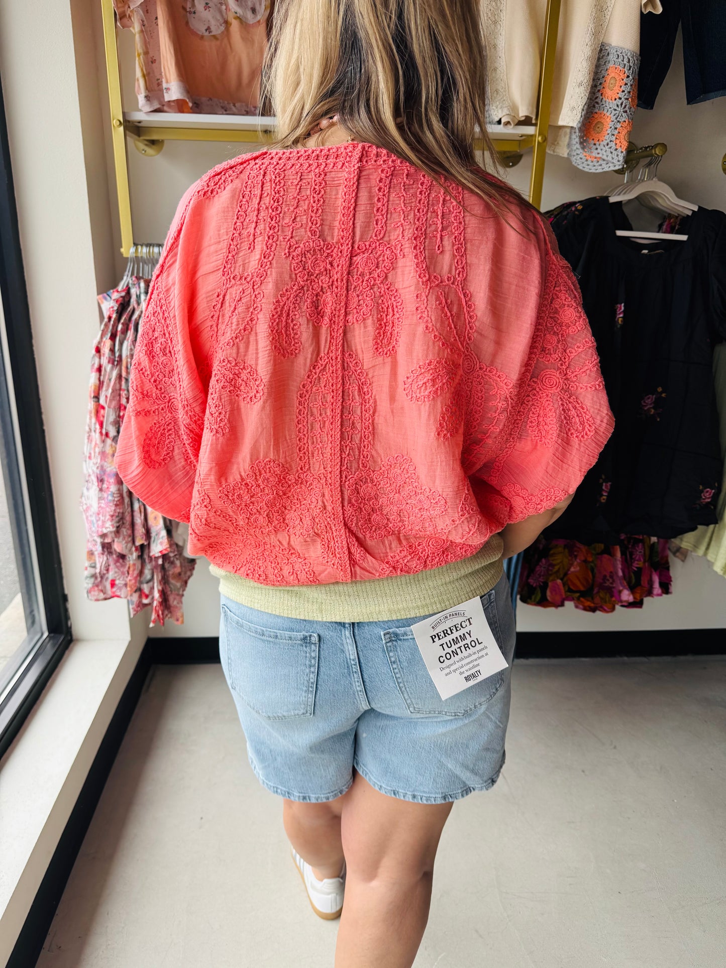 Neon Peach Crochet Cardigan