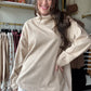 Latte Button Down Detail Turtleneck