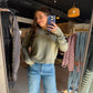 Heather Olive Round Neck Sweater