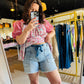 Slouchy Pocket Distressed Denim Shorts