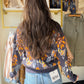Navy Printed Half Zip Popover