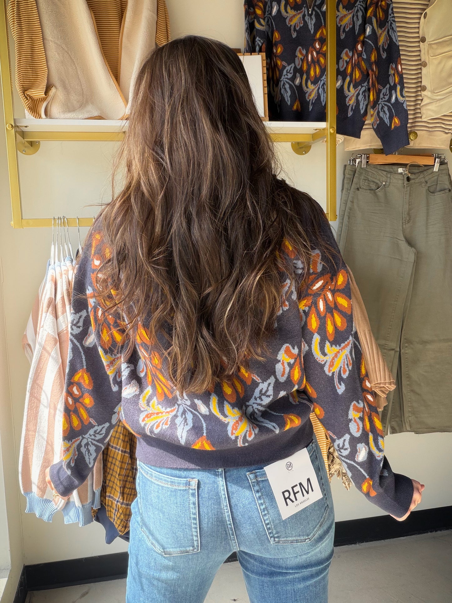 Navy Printed Half Zip Popover