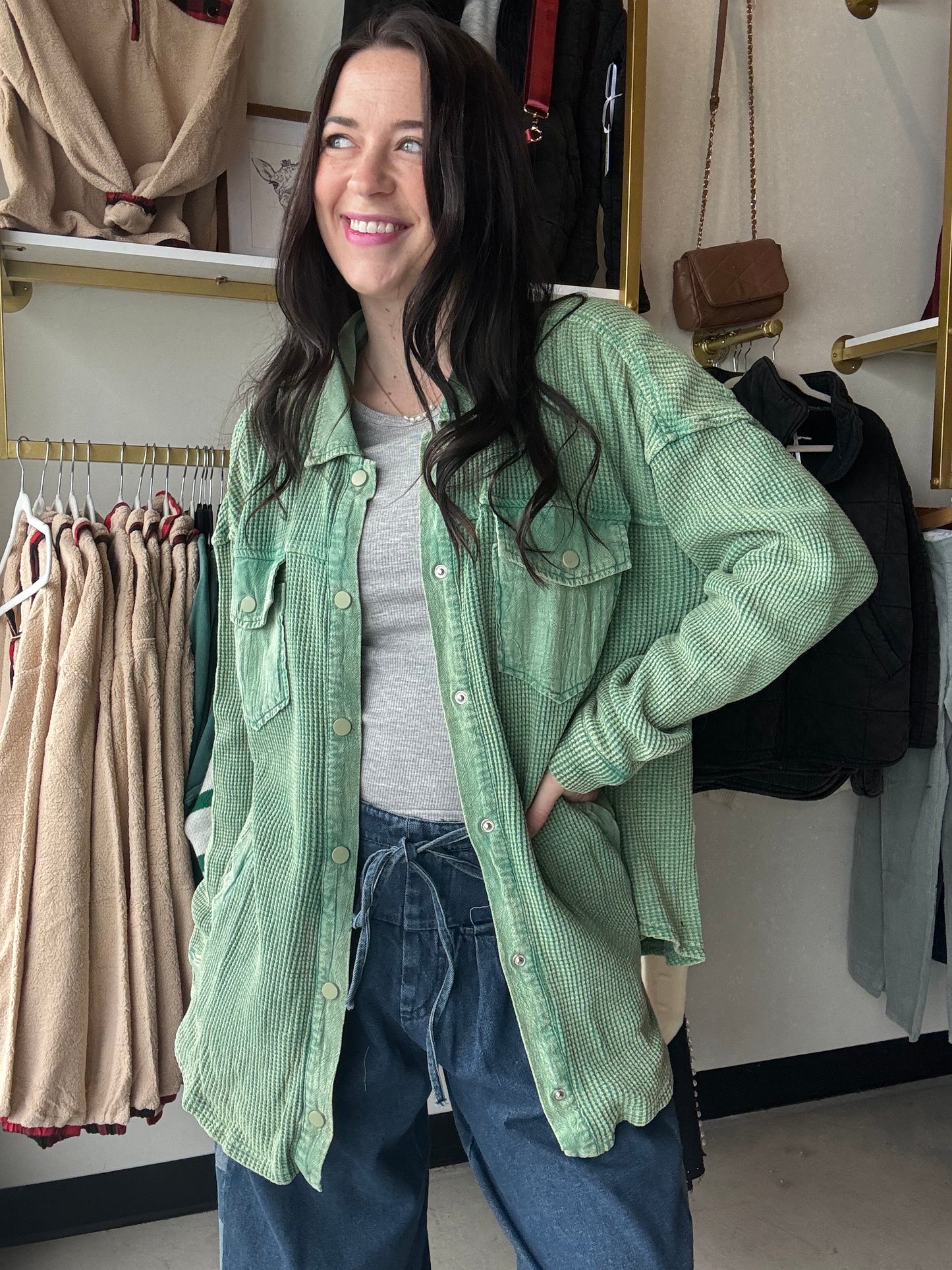 Sage Mineral Wash Thermal Shacket