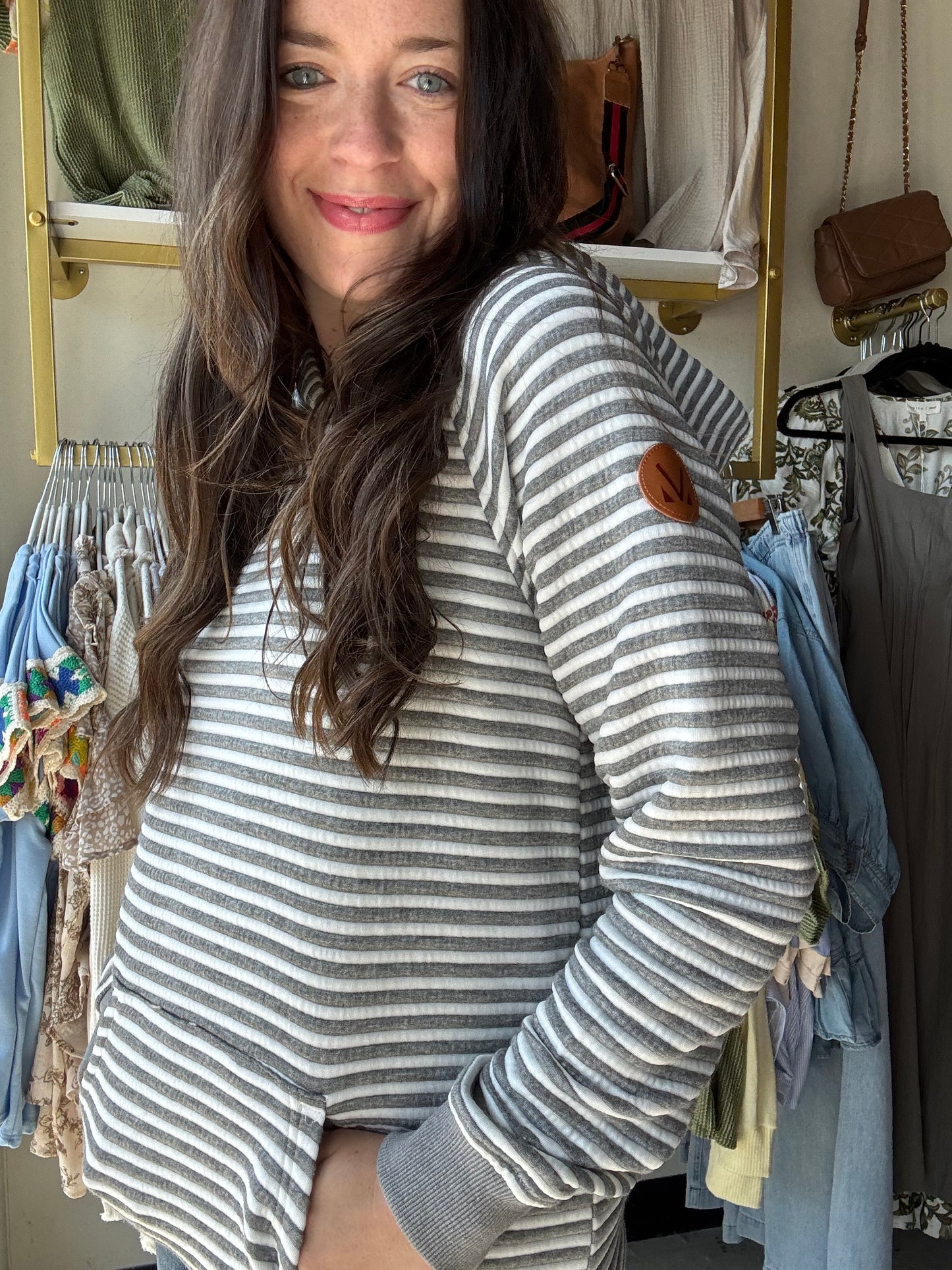 Charcoal Striped Tatum Hoodie