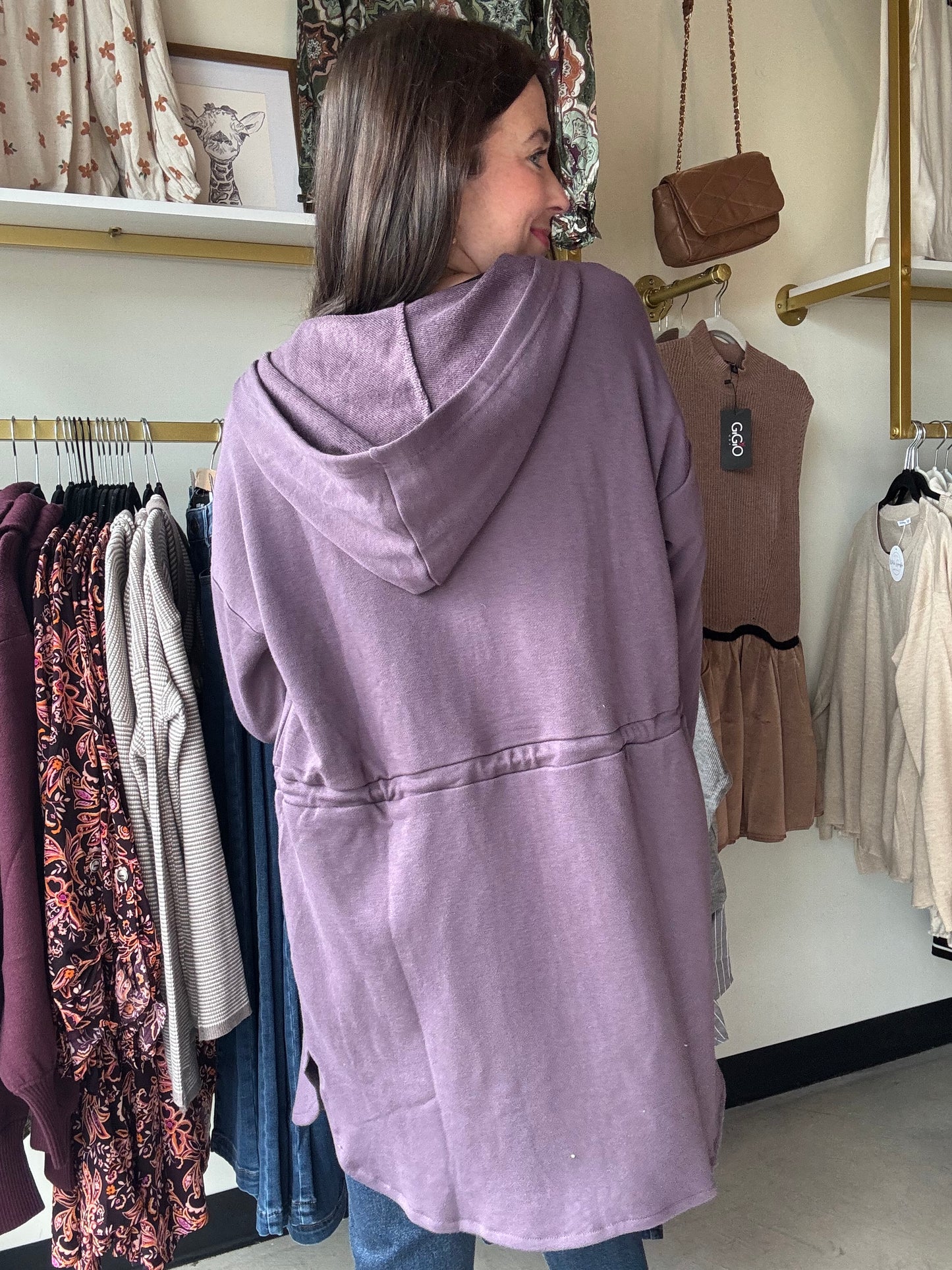 Purple Tunic Zip Up Hoodie
