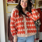 Rust Textured Button Up Sweater
