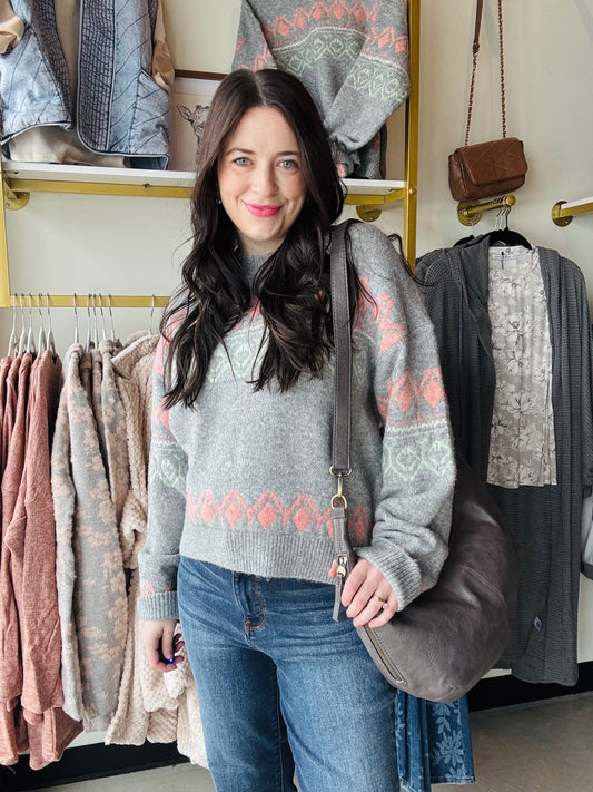 Heather Grey Geometric Sweater