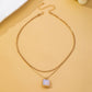 Layered Square Opal Pendant Necklace