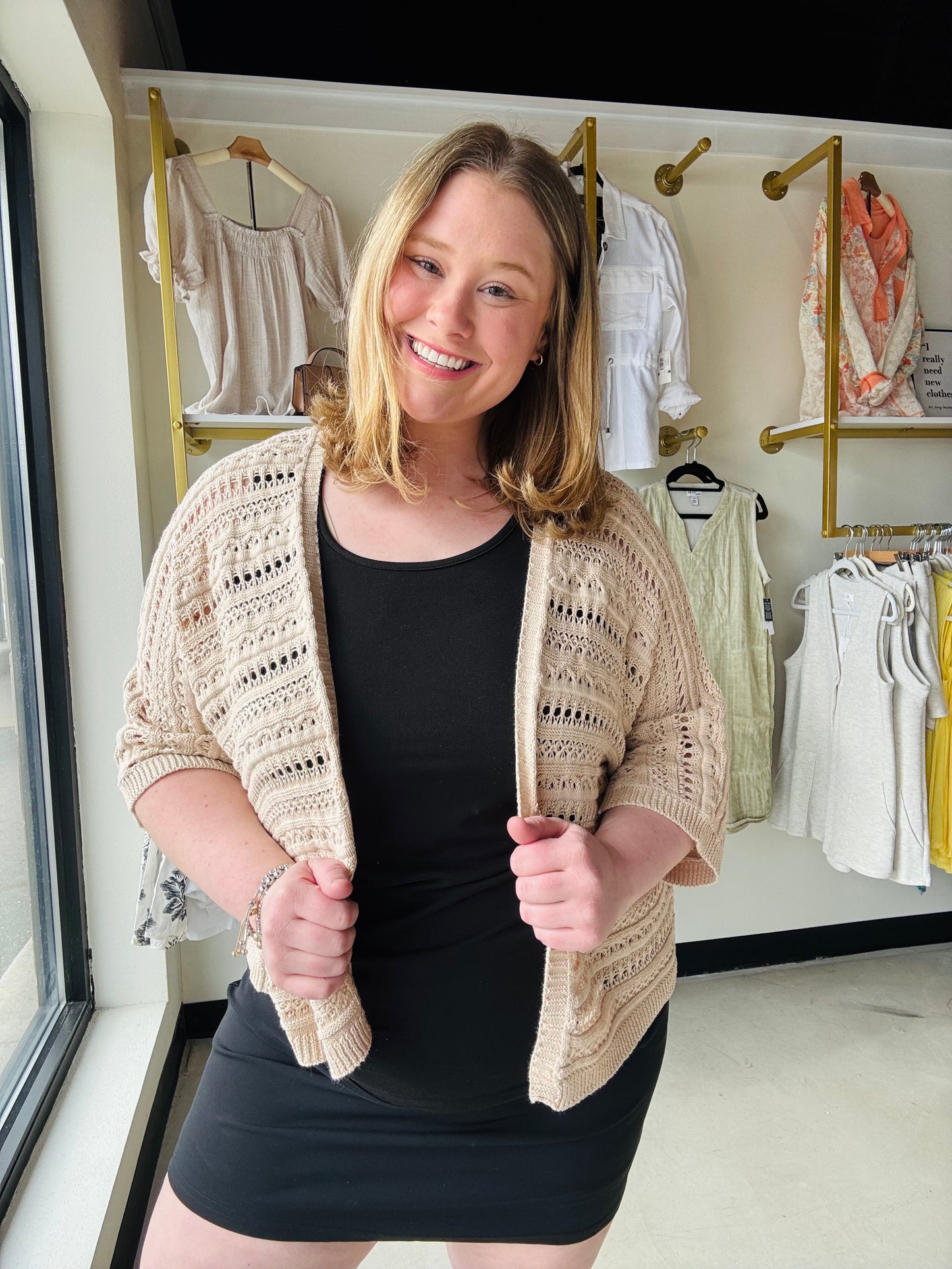 Natural Crochet Dolman Cardigan