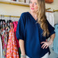 Navy Bubble Sleeve Tunic