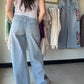 Evie Embroidered Wide Leg Denim