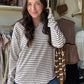 Plum Stripe V Neck Top