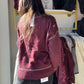 Wine Saddle Stitch Sweater