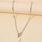 Toggle Chain Link Disc Pearl Charm Necklace