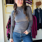 Ash Grey Microfiber Mock Neck