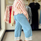 Flower Lace Trim Pull On Denim