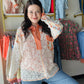 Coral Accent Trim Lace Top