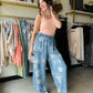 Floral Chambray Wide Leg Pants