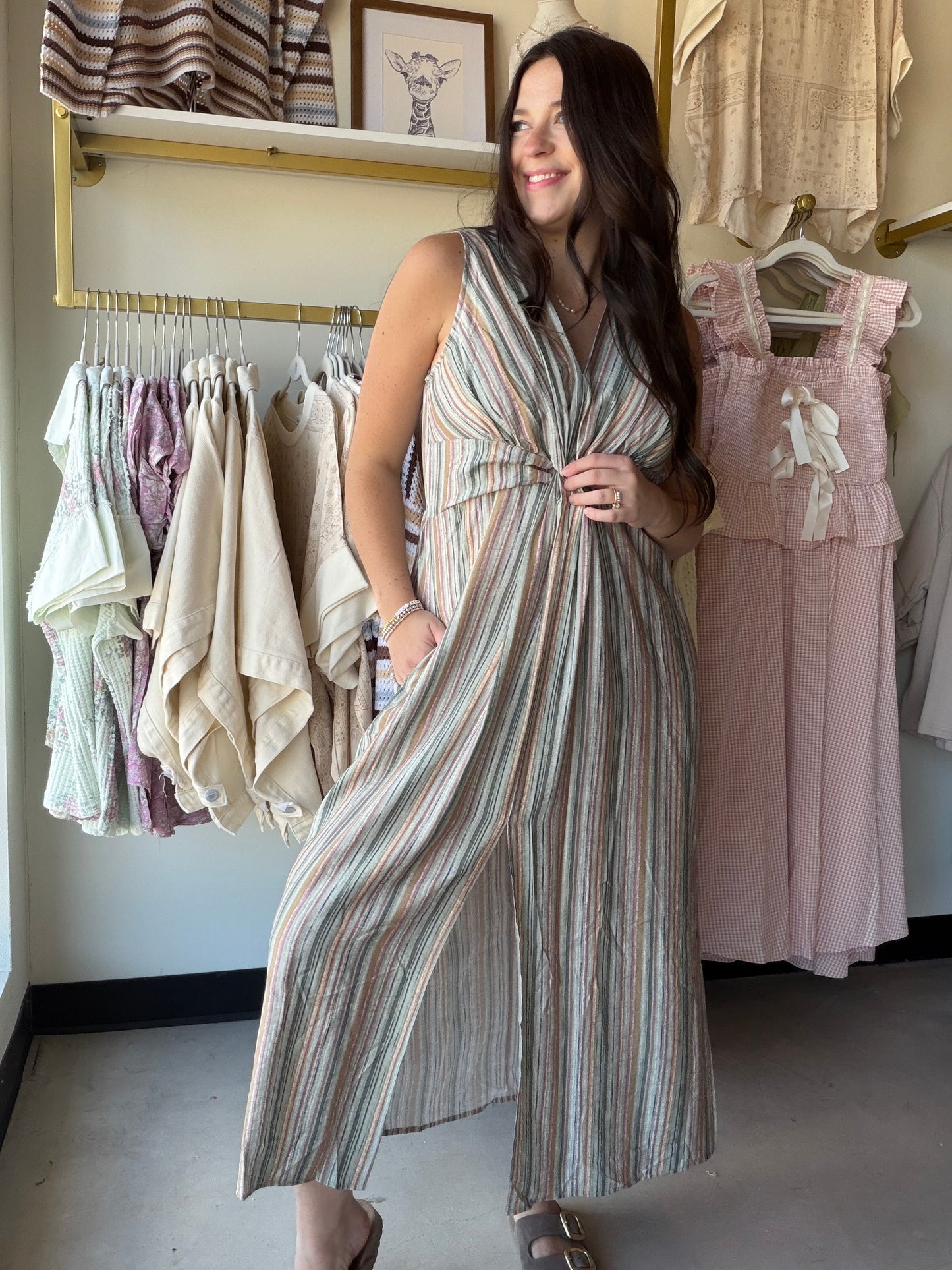 Multi Stripe Front Twist Dress