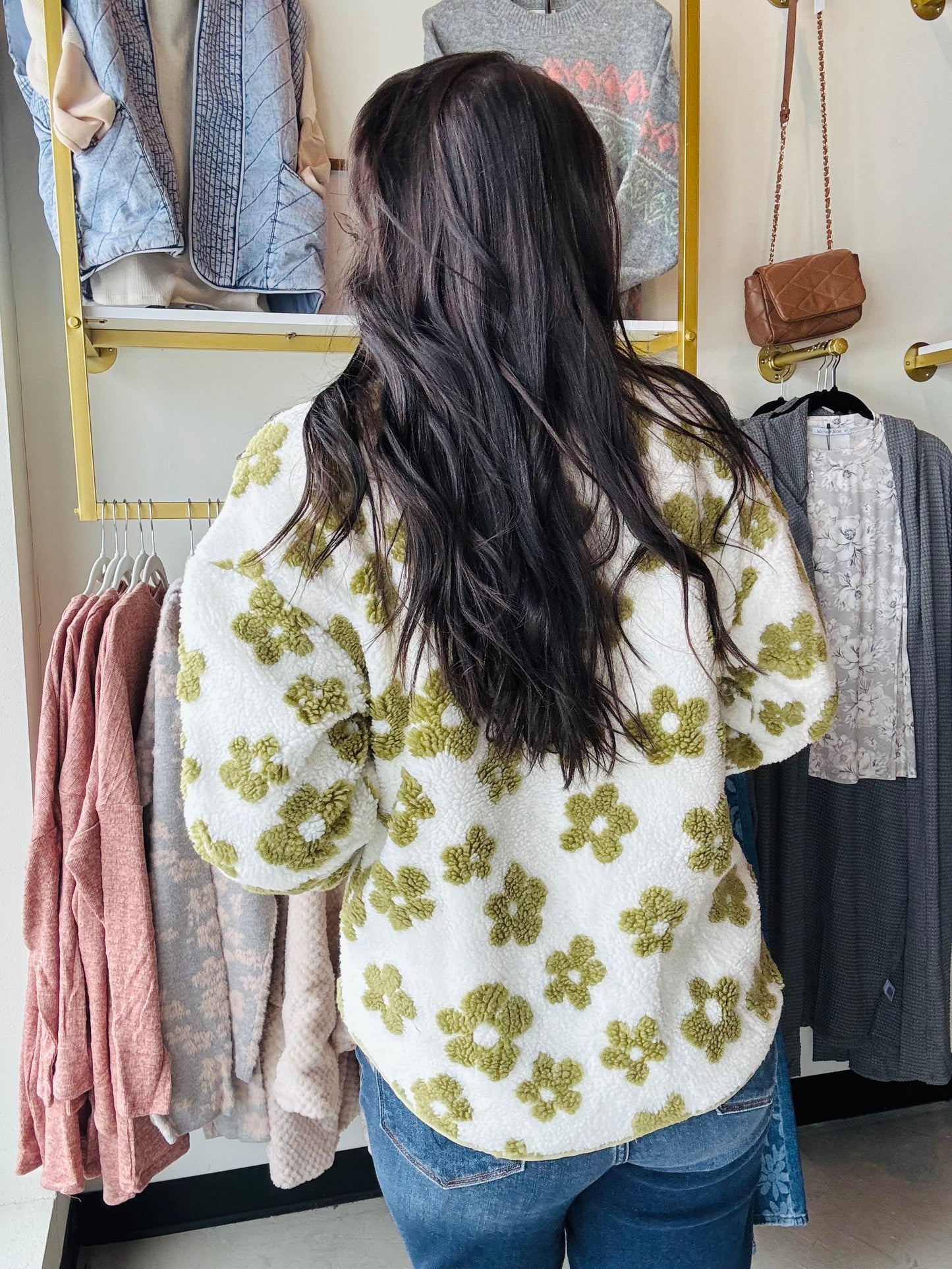 Pistachio Floral Teddy Jacket