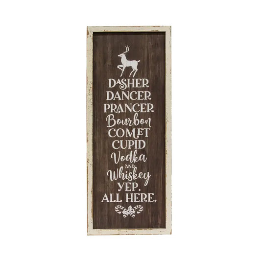 Dasher Dancer Prancer Bourbon Wood Sign