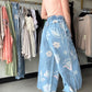 Floral Chambray Wide Leg Pants