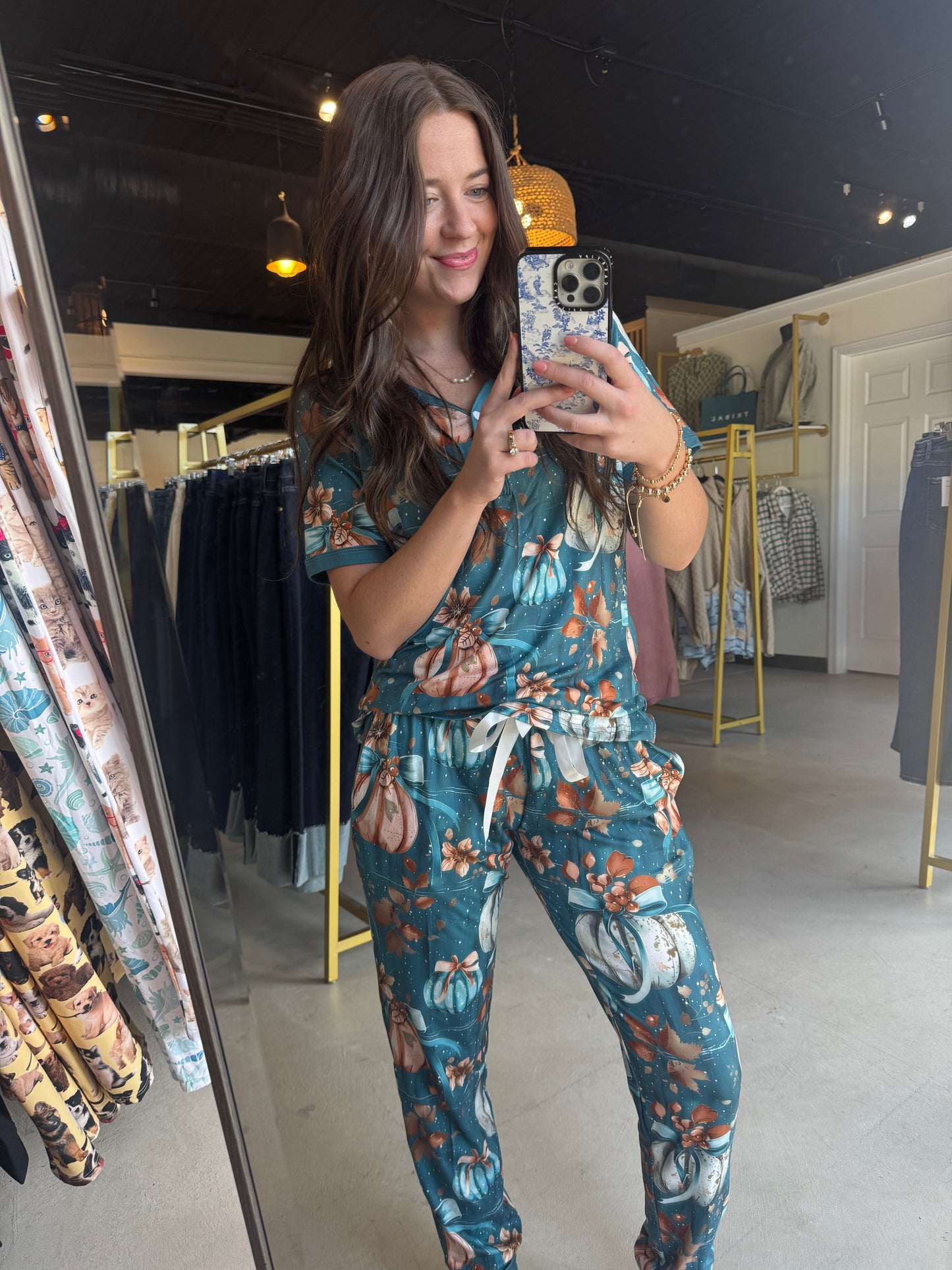 Teal Pumpkin Pajama Set
