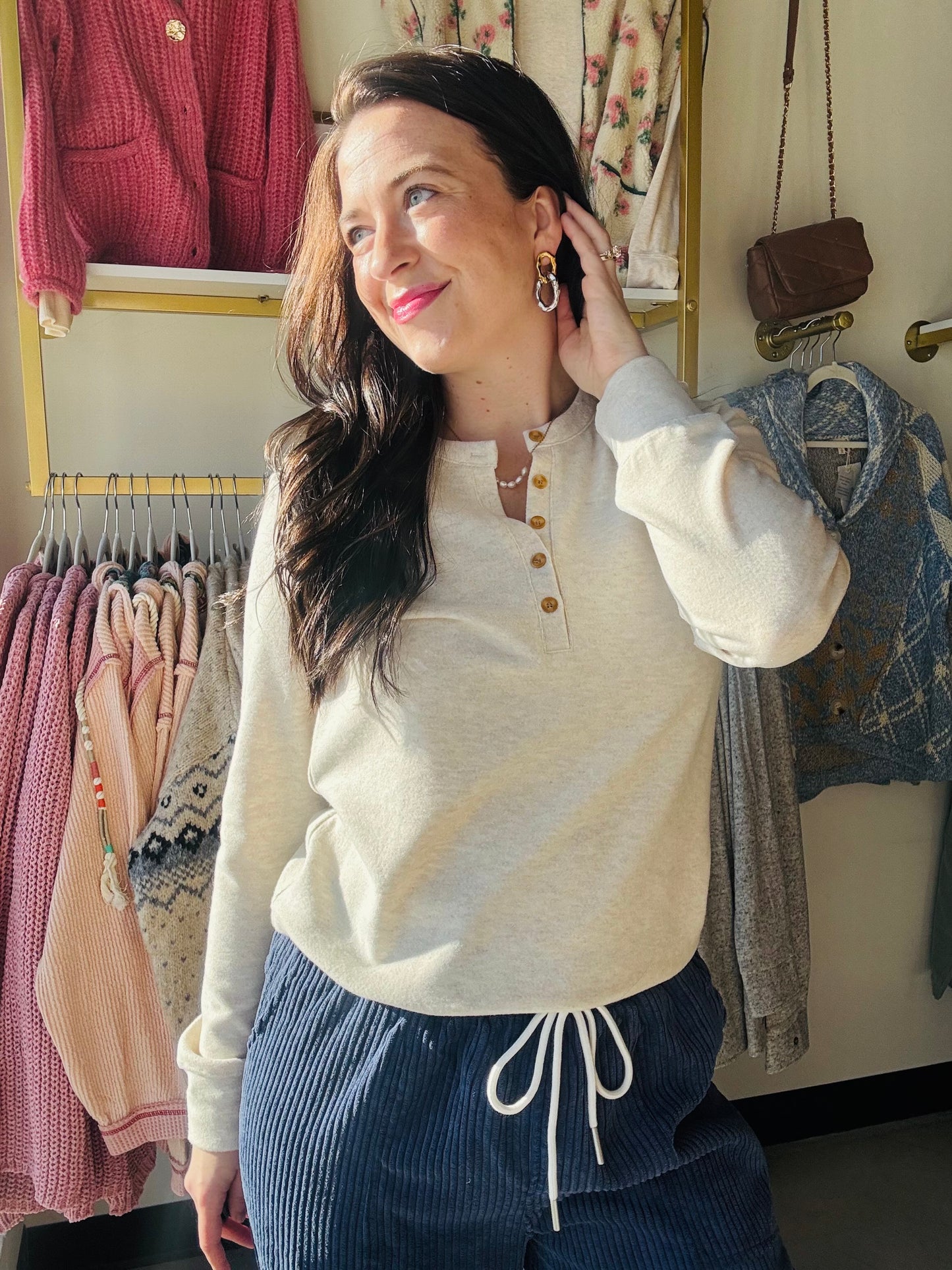 Heather Oatmeal Aeries Top