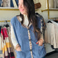 Blue Leopard Trim Sherpa Vest