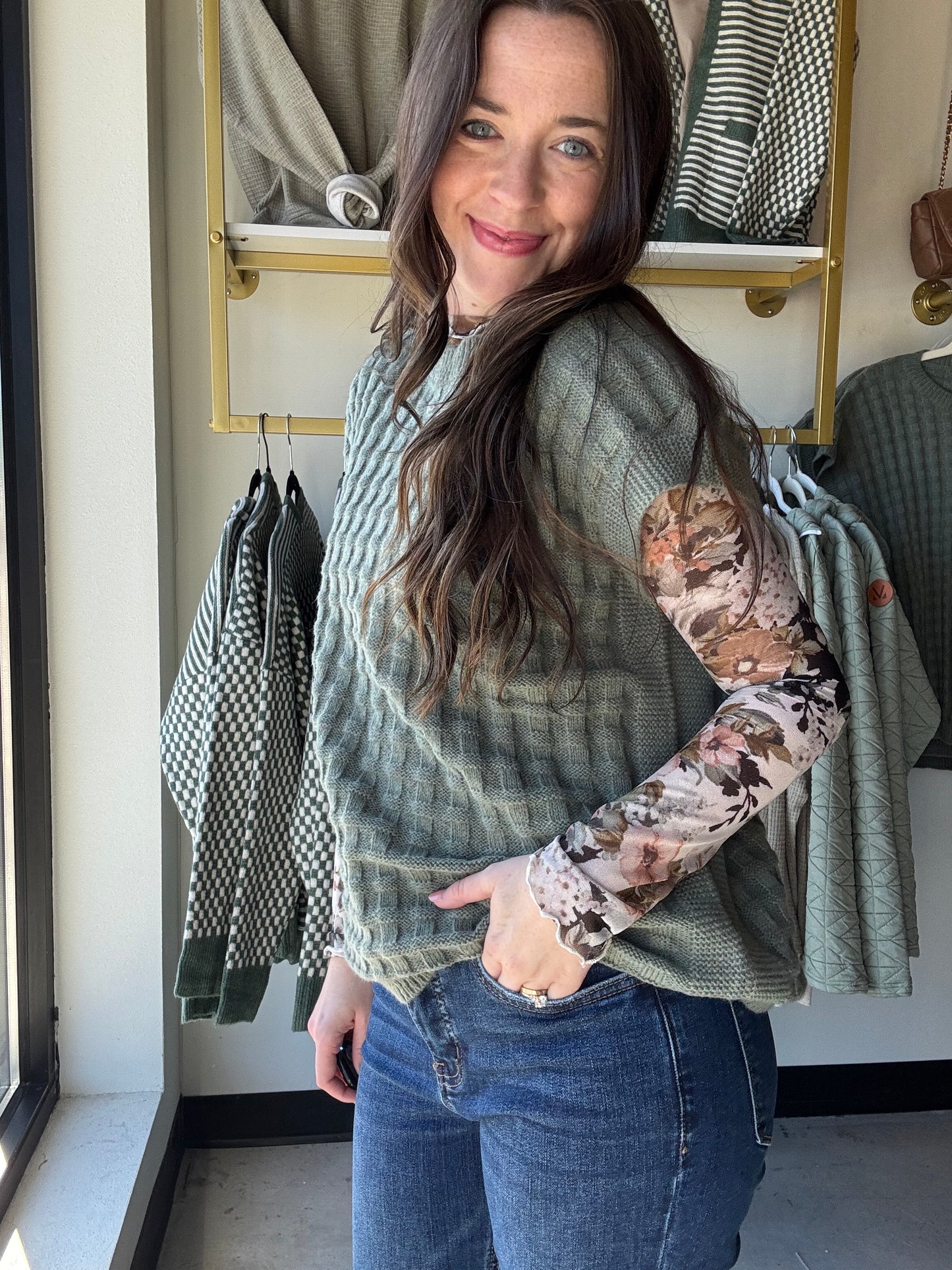 Semi Sheer Stone Floral Top