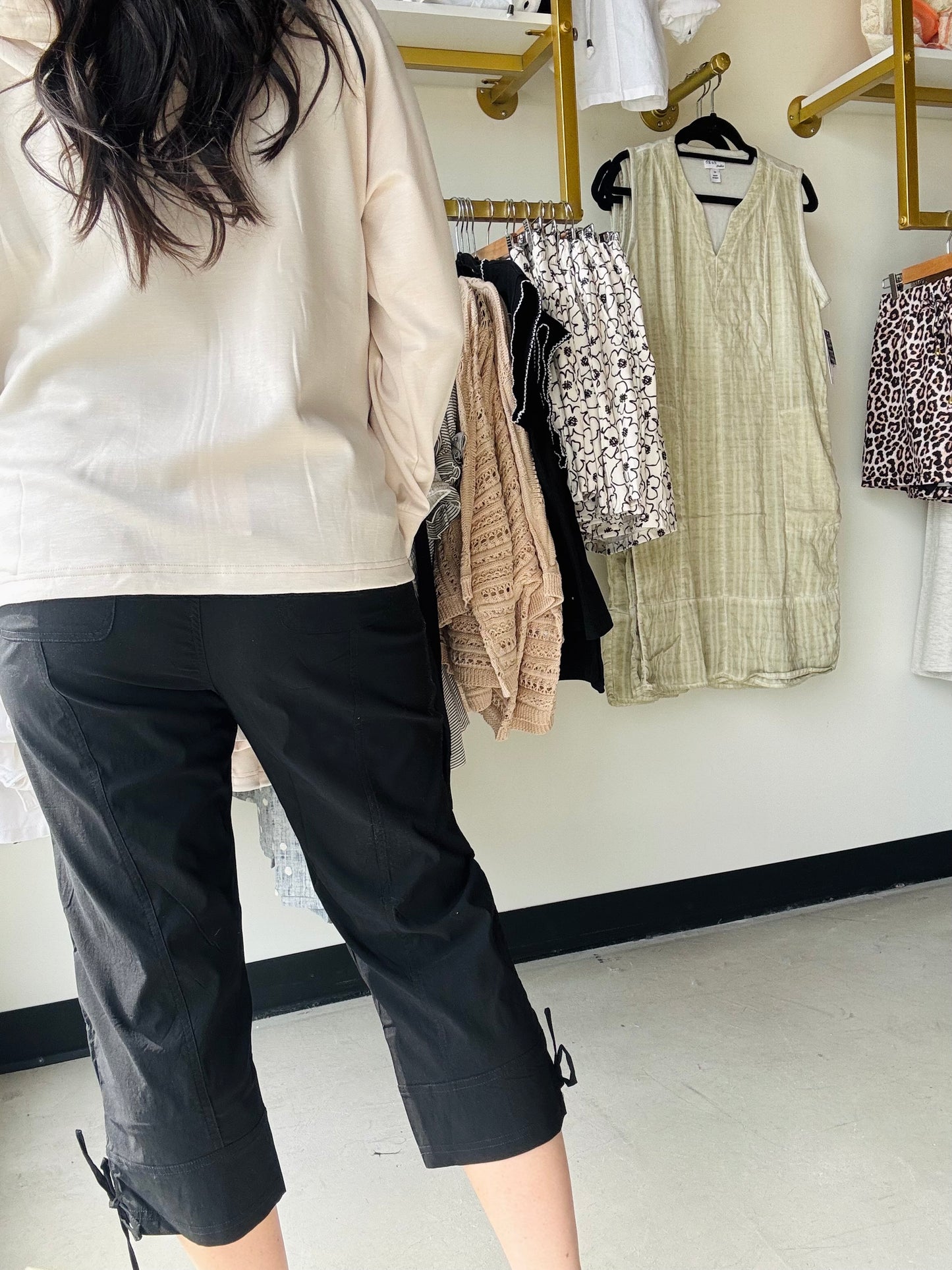 Black Drawstring Capris