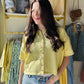 Lemon Button Up Half Sleeve Sweater