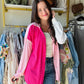 Pink & White Color Block Shacket