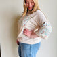 Oatmeal Half Sleeve Patchwork Hoodie