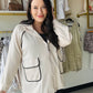 Oatmeal Contrast Piping Zip Up
