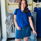 Royal Smocked Flutter Sleeve Blouse