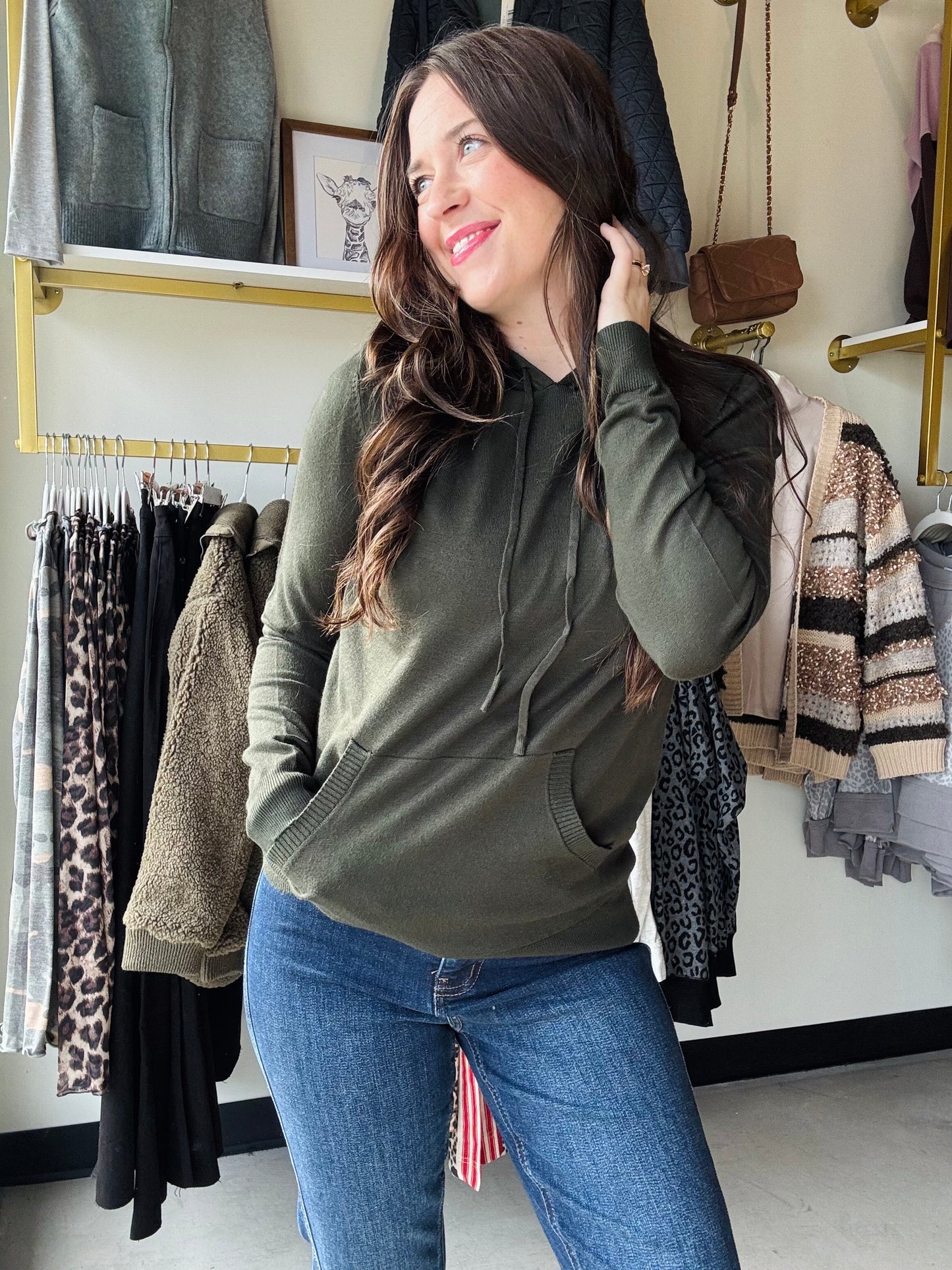 Dark Olive Sweater Hoodie